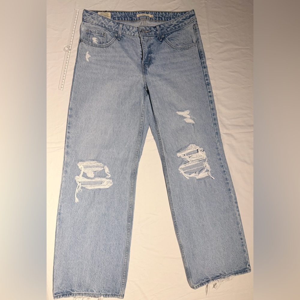 Levi's premium Light Blue Distressed Low loose Jeans